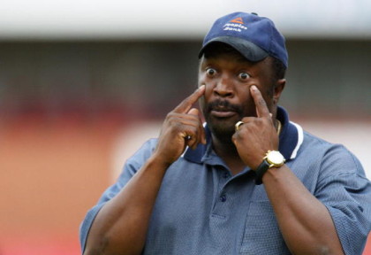 10 Mar 2002:  Jomo Sono, coach of the Cosmos, during the match between the Cosmos and the Sundowns, played at Loftus Versveld, Pretoria.  DIGITAL IMAGE  Touchline Photo images are available to clients in the UK, USA and Australia only.  Mandatory Credit:Touchline Photo/Getty Images