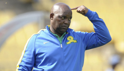 Pitso Mosimane, coach of Mamelodi Sundowns during the 2014 Telkom Knockout Semi Final match between Platinum Stars and Mamelodi Sundowns at Royal Bafokeng Stadium, Rustenburg on the 09 November 2014  ©Muzi Ntombela/BackpagePix