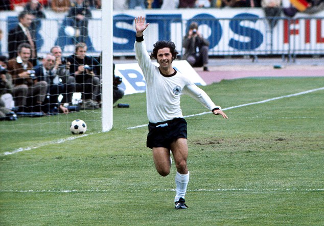 Football - 1972 UEFA European Football Championship - Final: West Germany 3 Soviet Union 0 18/06/1972 West Germany's Gerd Muller celebrates after scoring his second, and his side's third, goal in the Heysel Stadium, Brussels
