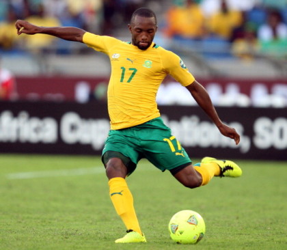 DURBAN, SOUTH AFRICA - JANUARY 23: Bernard Parker of South Africa during the 2013 African Cup of Nations match between South Africa and Angola at Moses Mahbida Stadium on January 23, 2013 in Durban, South Africa. (Photo by Steve Haag/Getty Images)