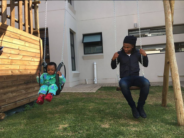 Checkout 5 Cute Photos Of Tshabalala Spending Time With His Son