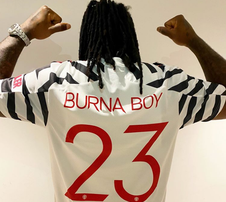 Burna Boy Models New Man United Shirt
